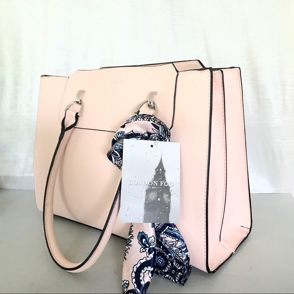 London Fog blush scarf accent satchel - Picture 2 of 8